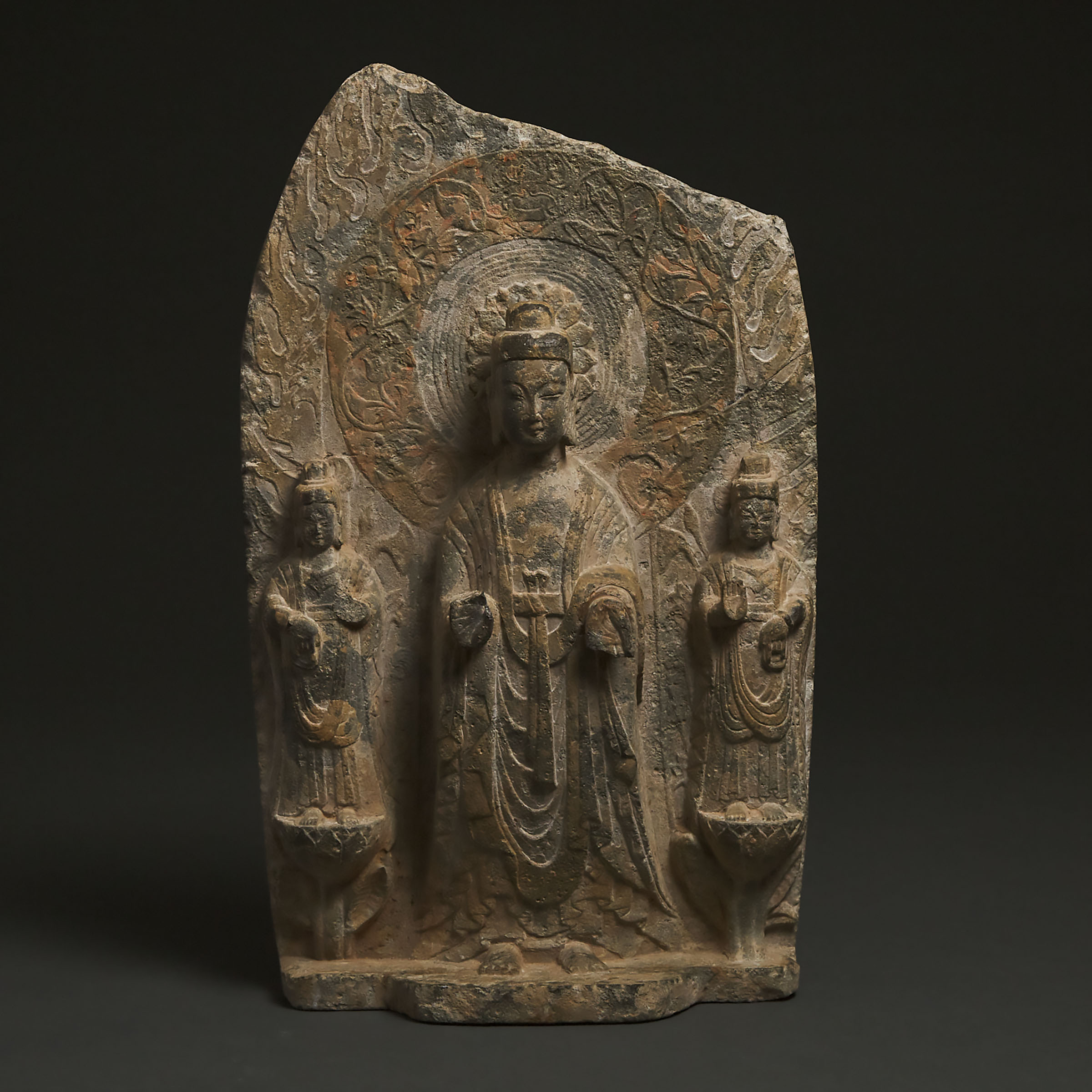 A Grey Limestone Buddhist Stele 3abd86