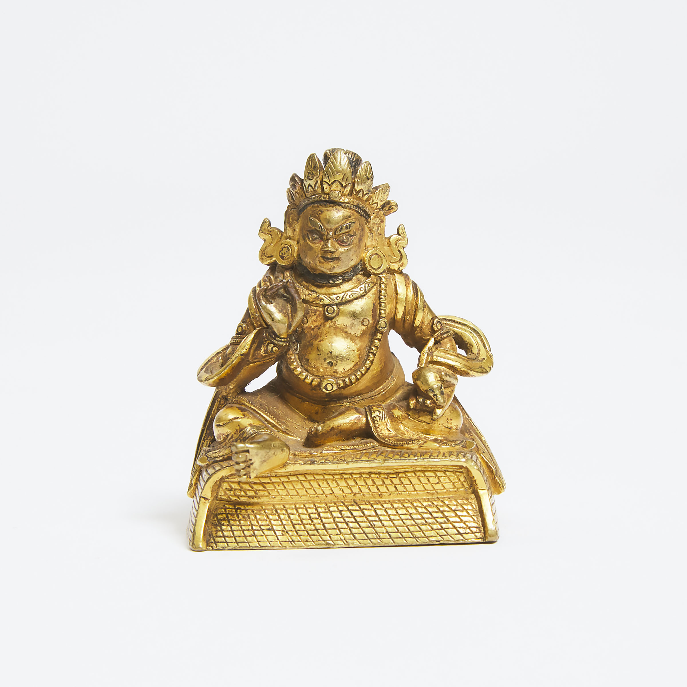 A Small Gilt Bronze Figure of Kubera  3abda3