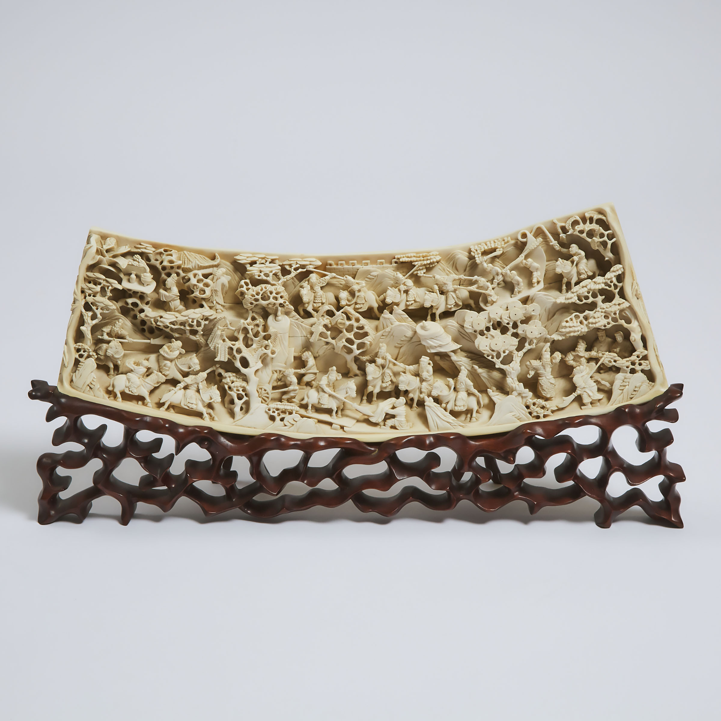 A Chinese Carved Ivory 'Three Kingdoms'