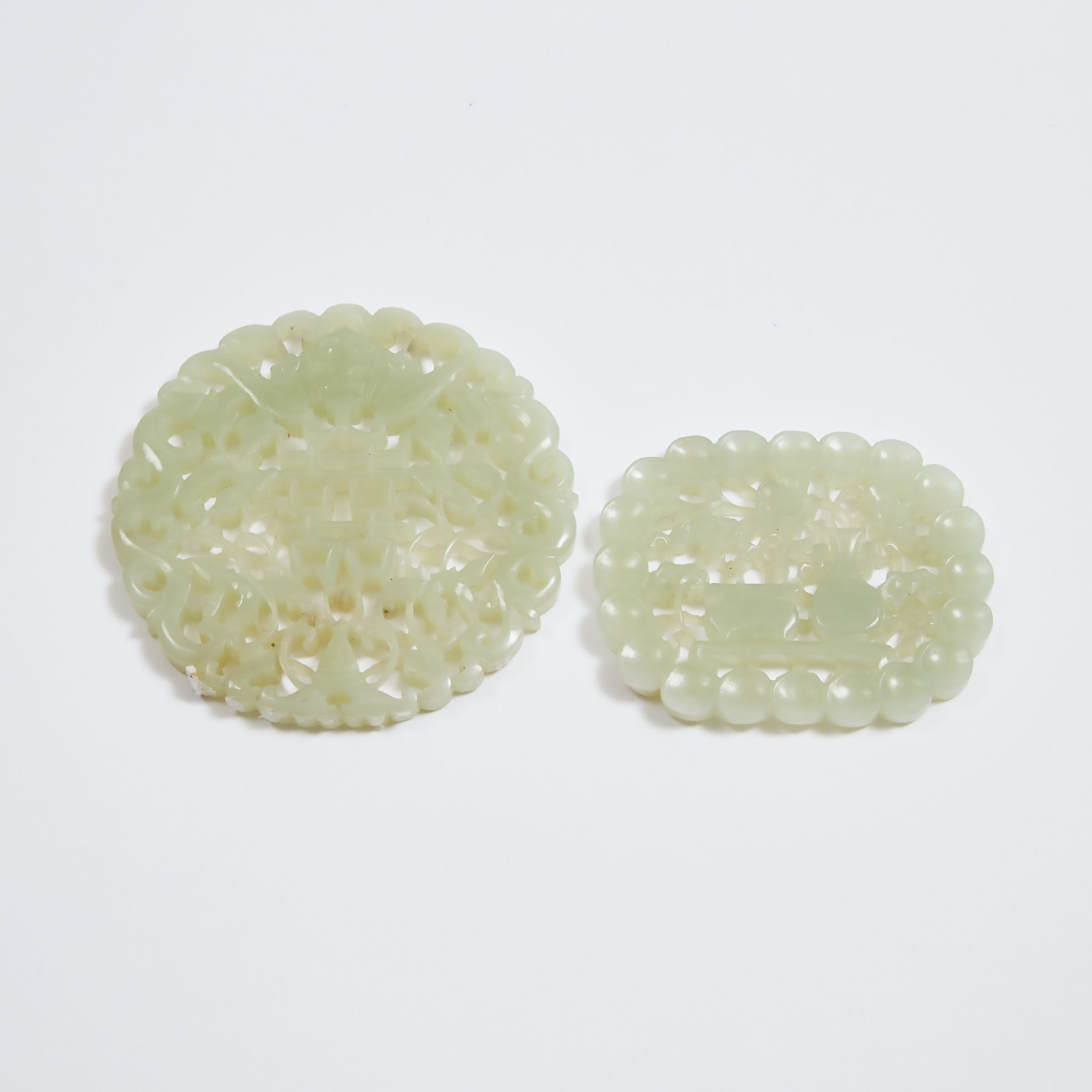 Two White Jade Reticulated Plaques,