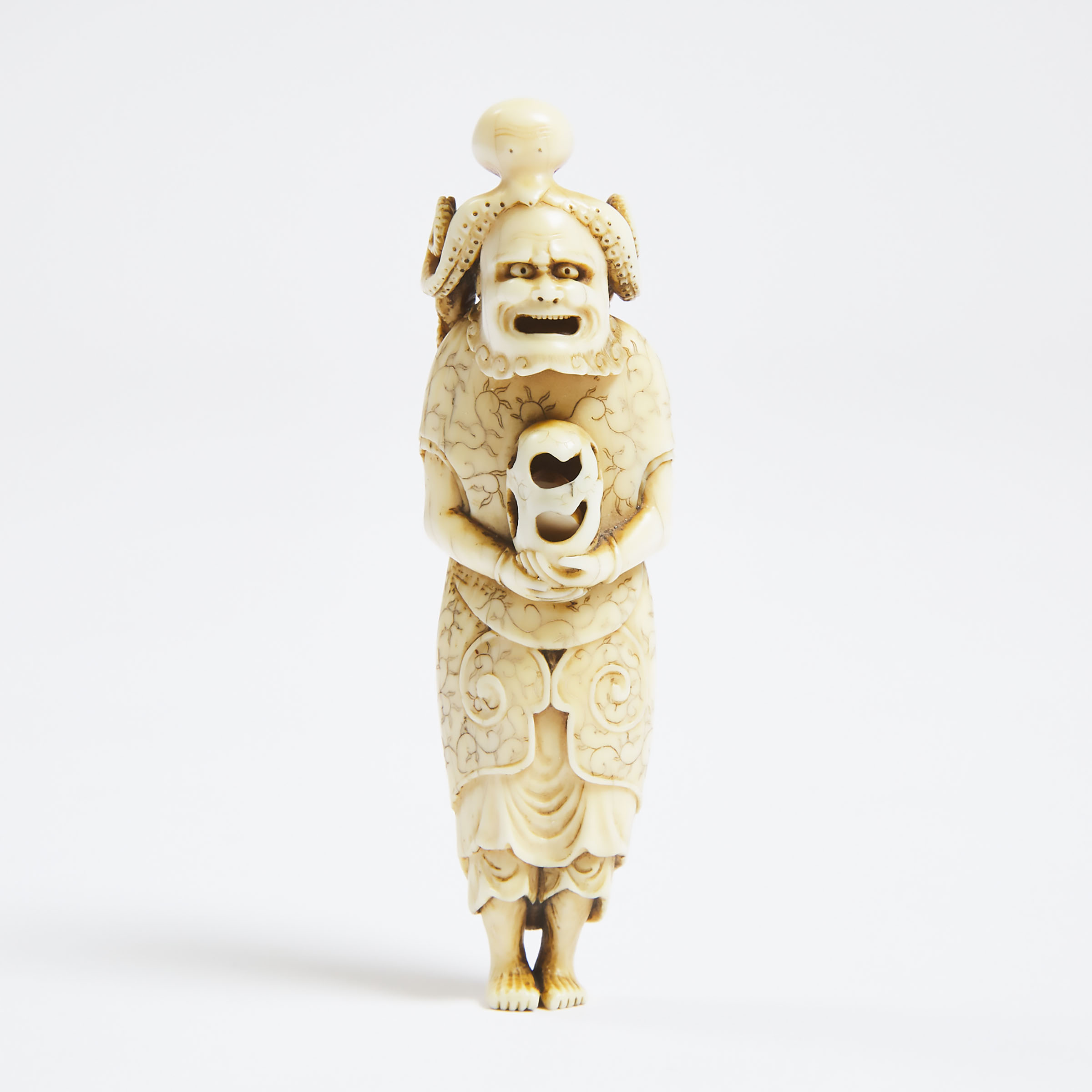 An Ivory Netsuke of Ryujin's Assistant,