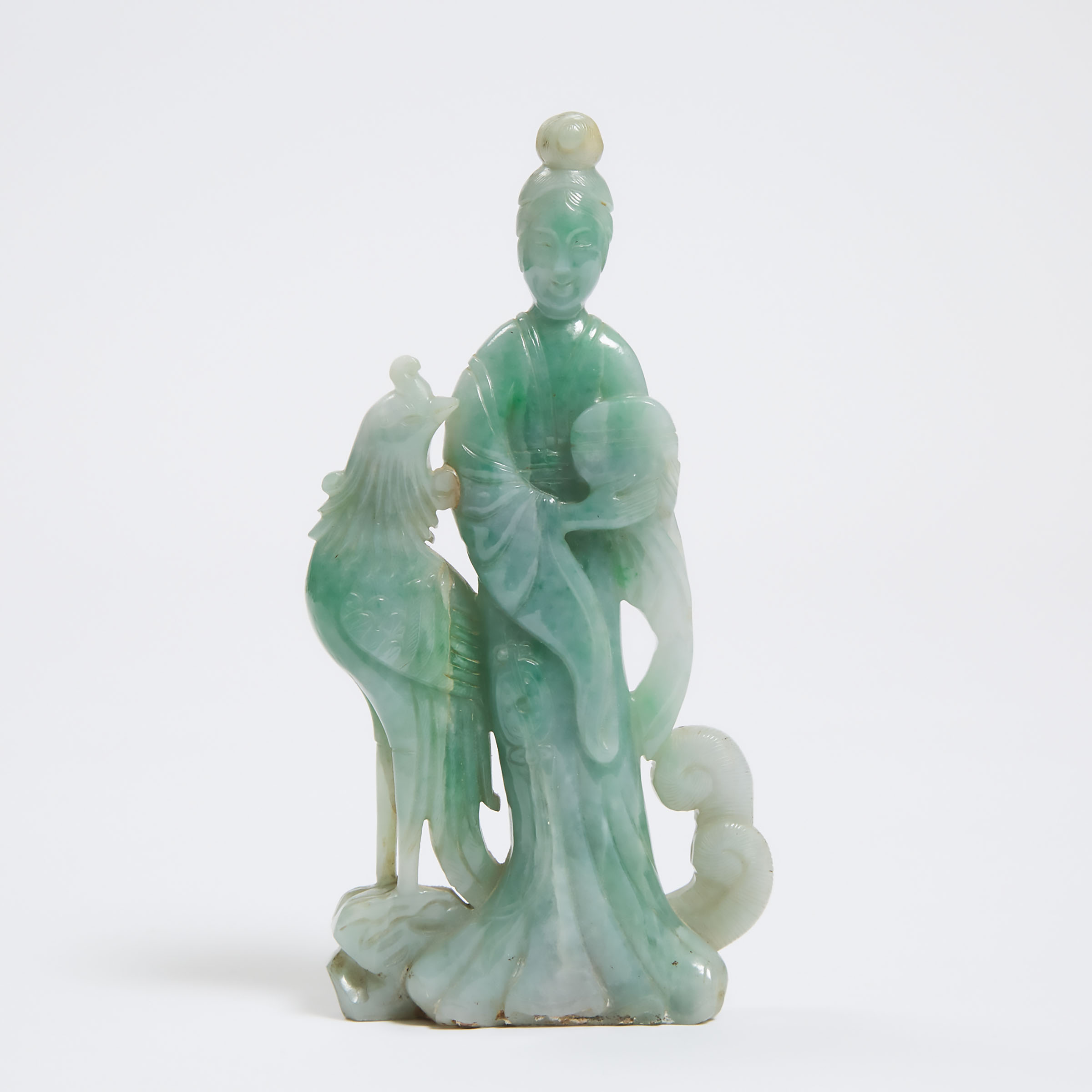 A Jadeite Carving of a Magu with Phoenix,