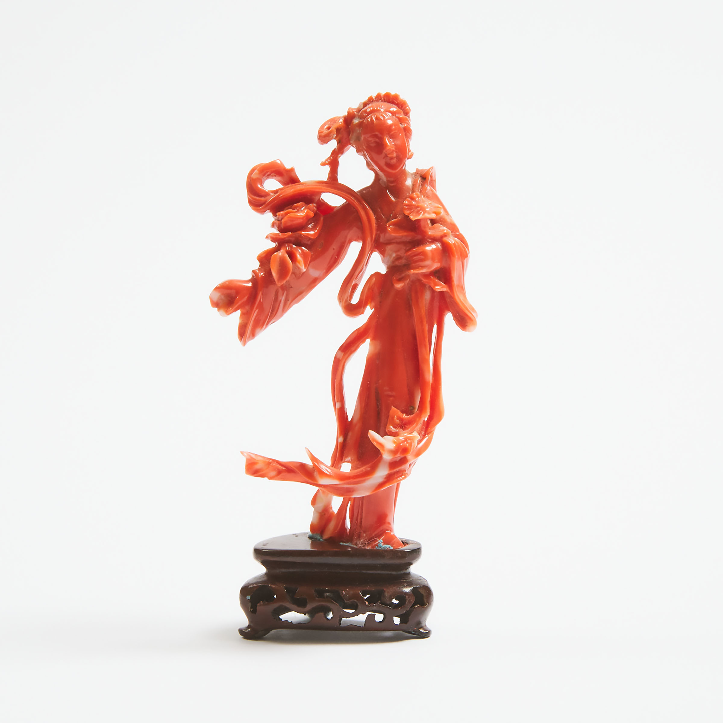 A Coral Figure of a Lady, Qing Dynasty,