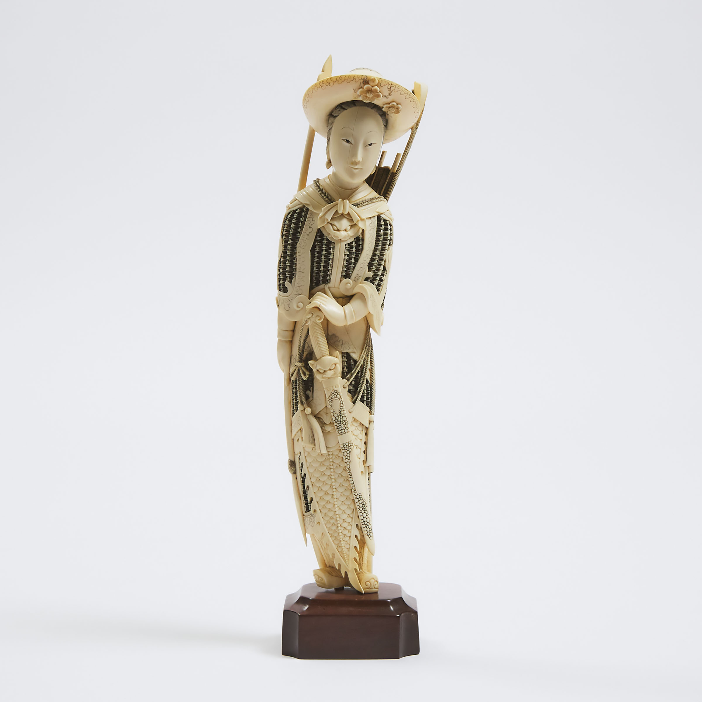 An Ivory Figure of a Female Warrior,