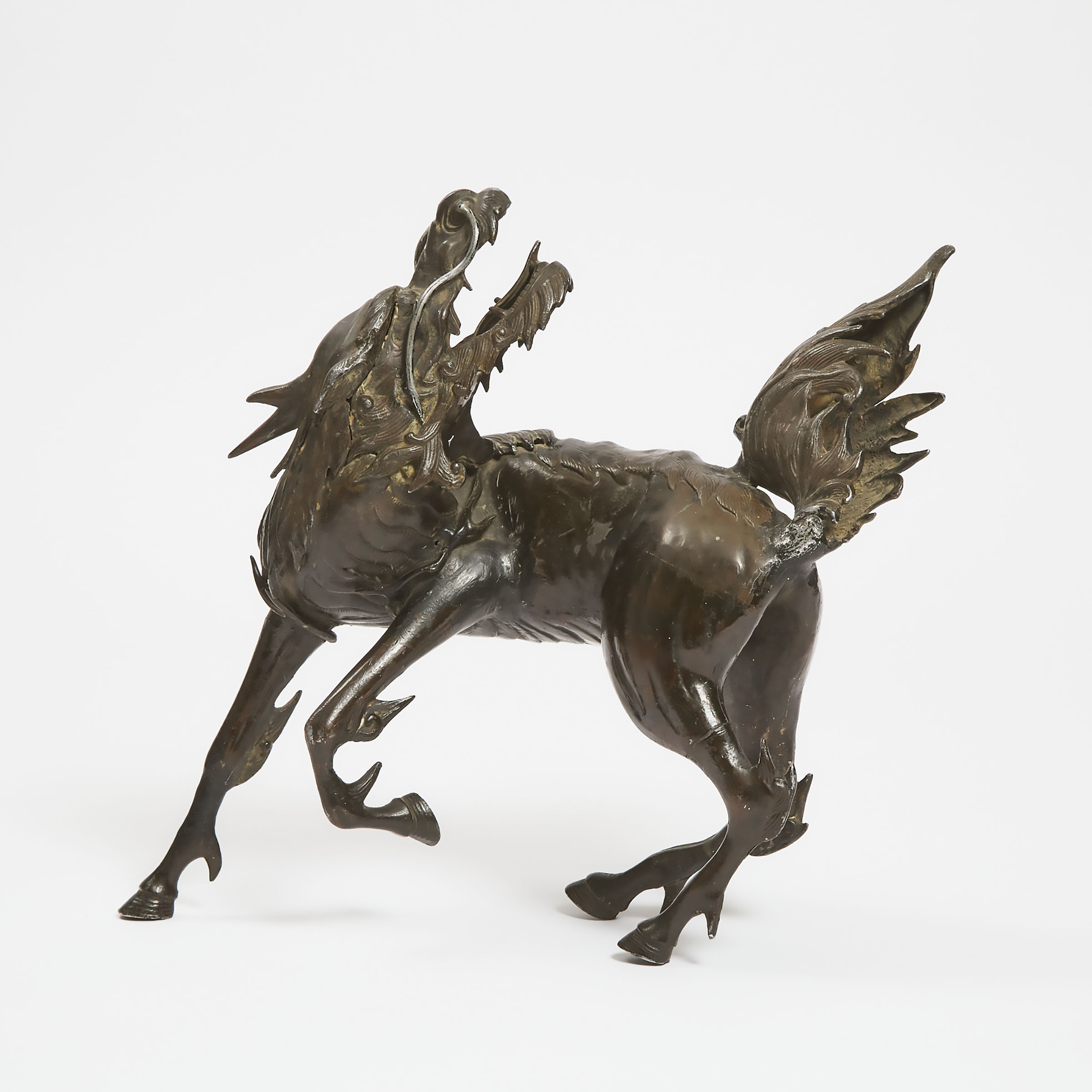 A Bronze and White Metal Qilin  3abe0f