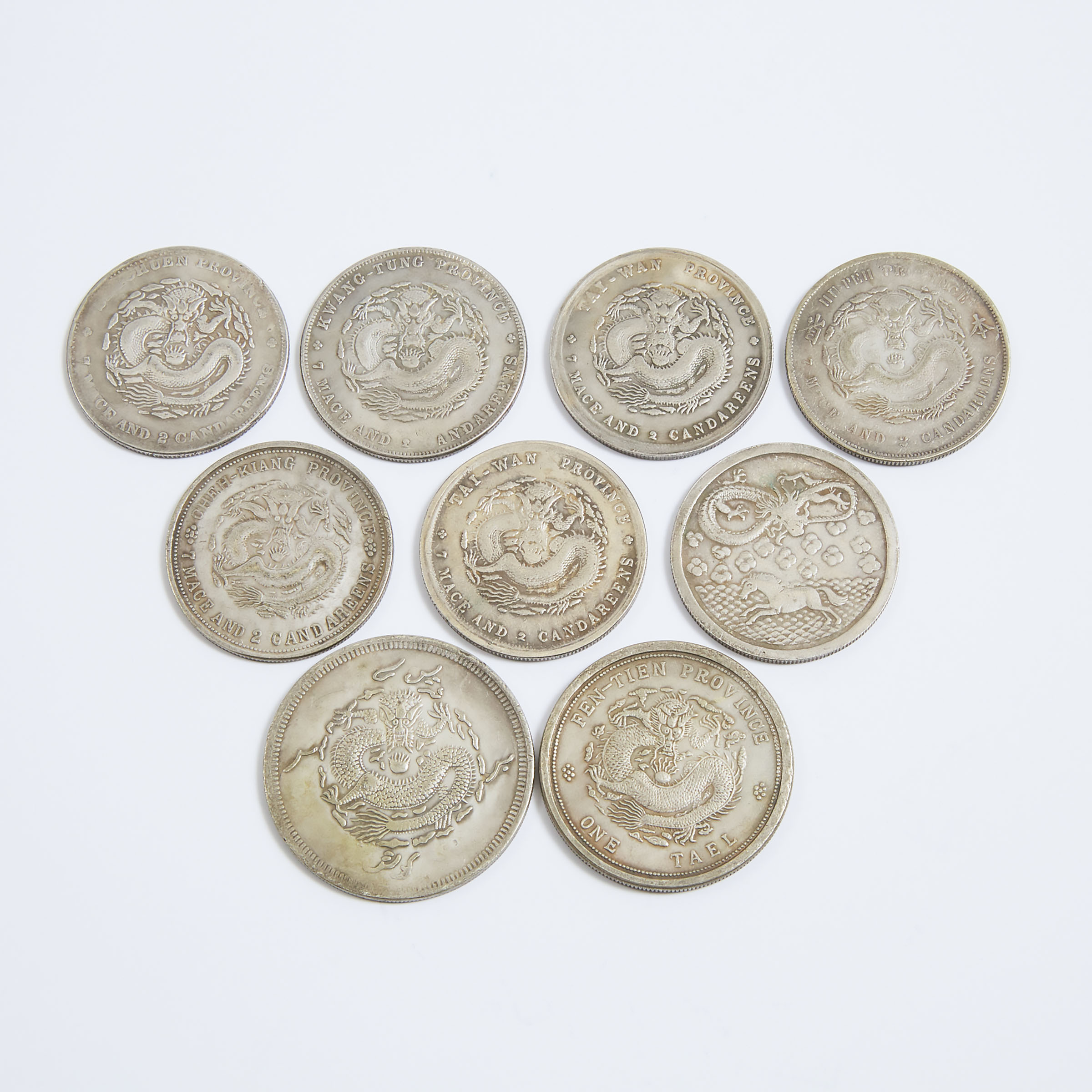 Nine Chinese Silver Coins With 3abe3f