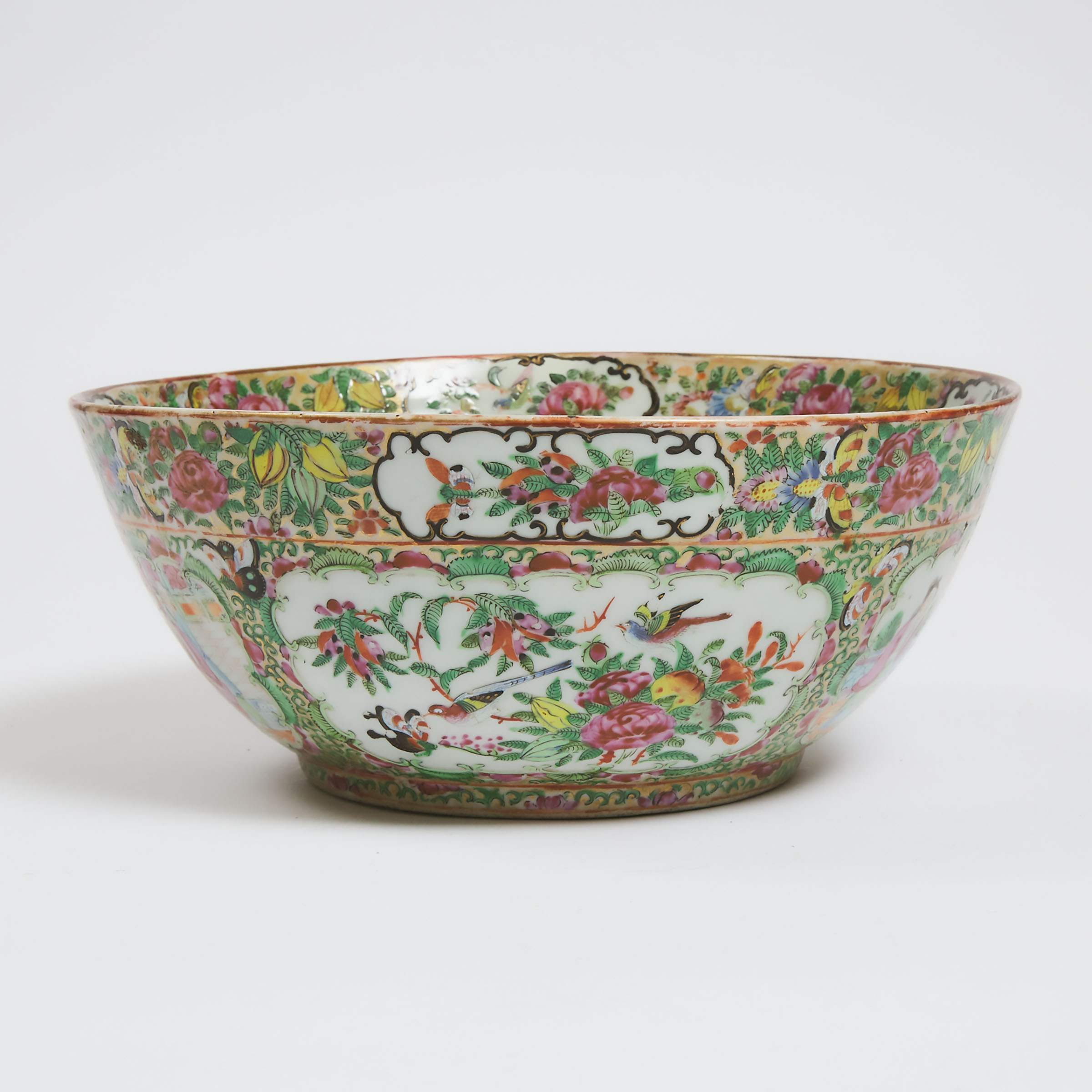 A Canton Famille Rose Punch Bowl,