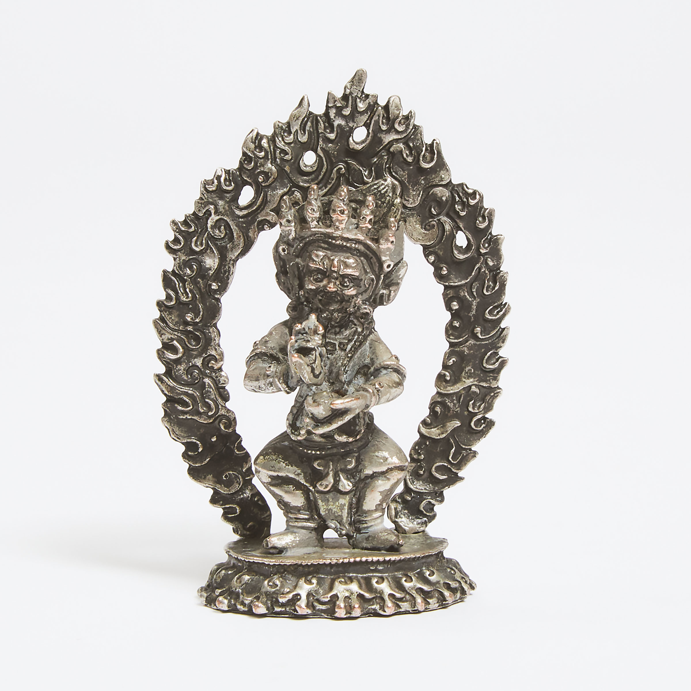 A Small Tibetan Silvered Bronze