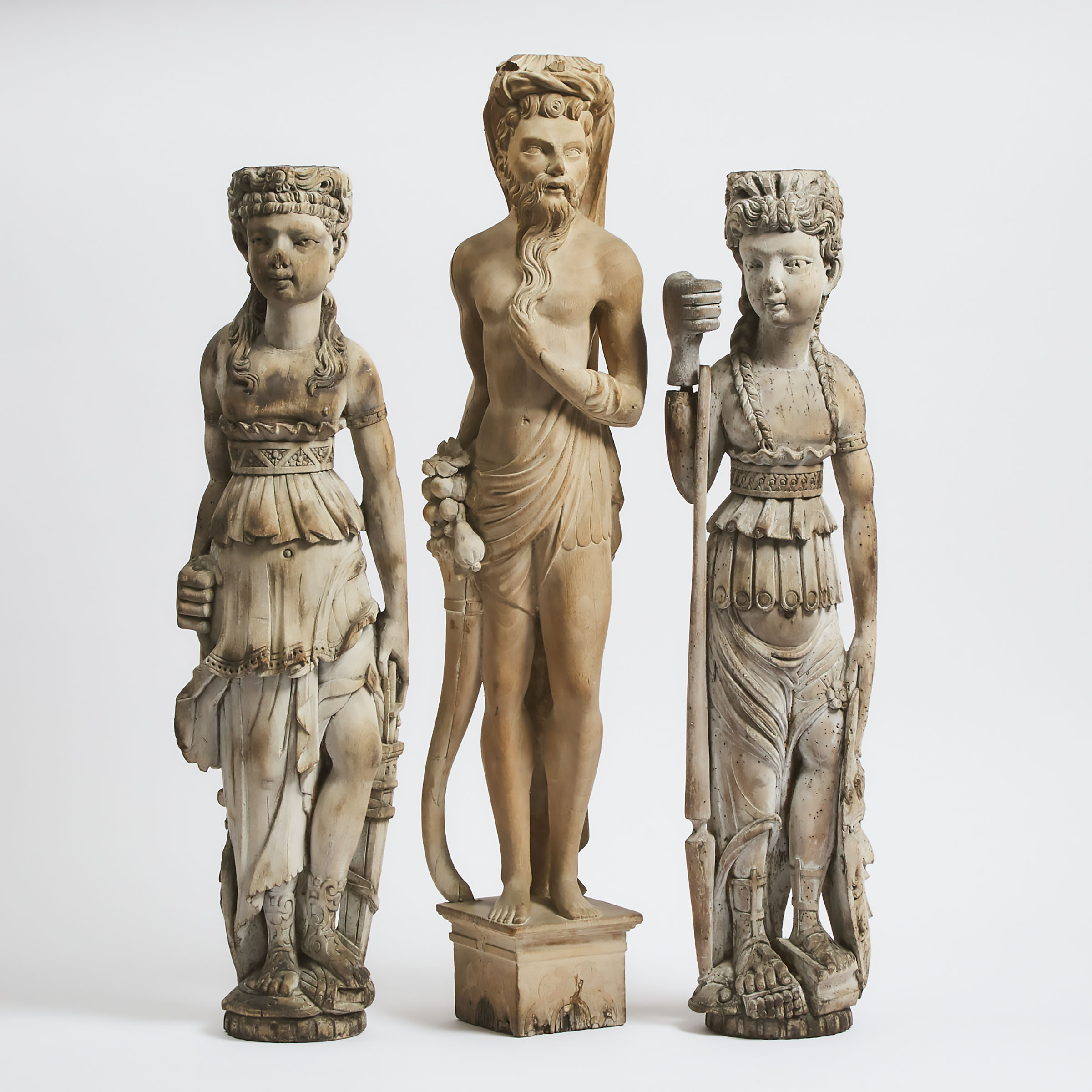 Three Carved Hardwood Caryatid 3abeb8