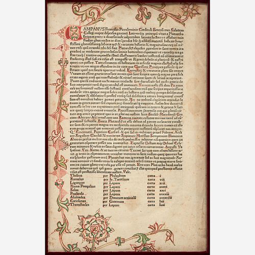 1470S INCUNABLE LEAF FROM PLUTARCHS