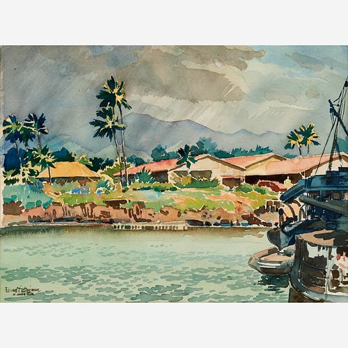 EDWARD T GRIGWARE WWII ERA WATERCOLOR 3a9849