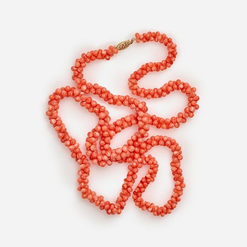 ANGEL SKIN CORAL BEAD NECKLACE,