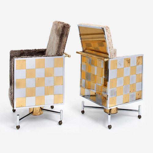 PAIR OF UNIQUE OVERSIZED CHAIRS,