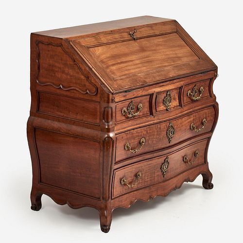 FRENCH WALNUT BOMBE SECRETARY DESK  3a994b