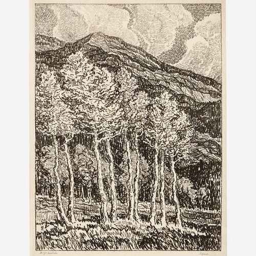 BIRGER SANDZEN ASPENS 1918 LITHOGRAPH  3a9959