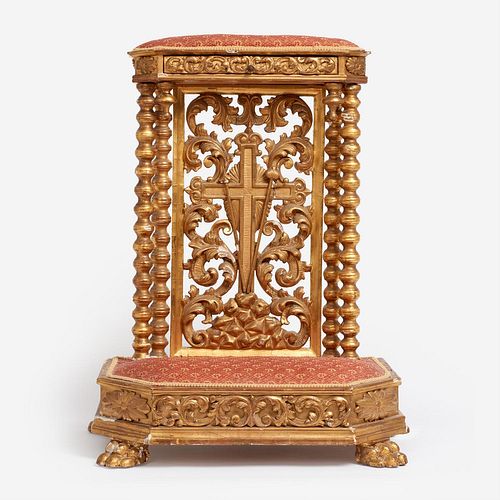 FRENCH GILT PRIE-DIEU, 19TH C.An