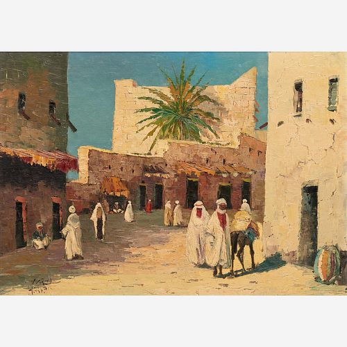 MID CENTURY OIL MOROCCAN SCENE  3a9966