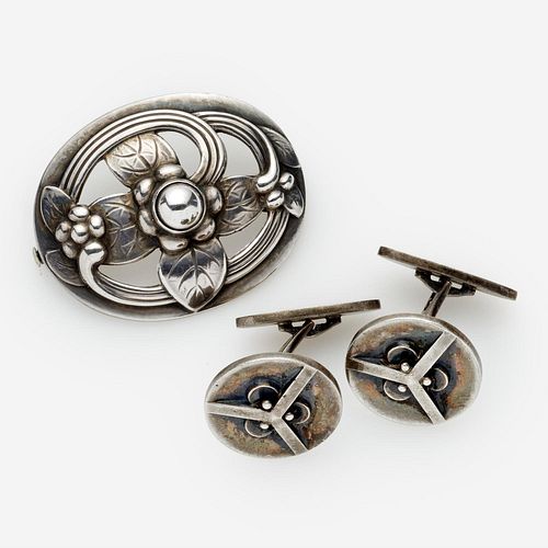 GEORG JENSEN STERLING FLORAL BROOCH 3a9981