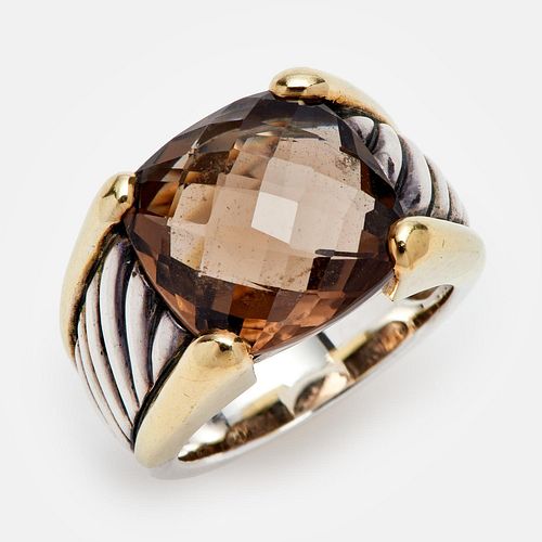 DAVID YURMAN SMOKEY QUARTZ CABLE RING;