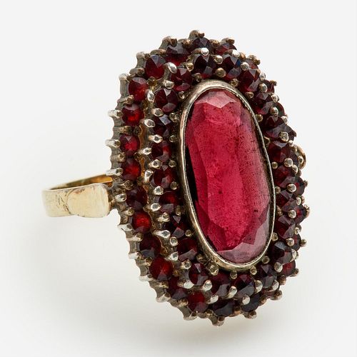 VINTAGE ALMANDINE GARNET HALO 14K 3a999c