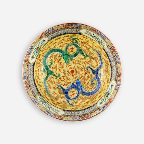 CHINESE POLYCHROME DRAGON BOWL  3a99cf