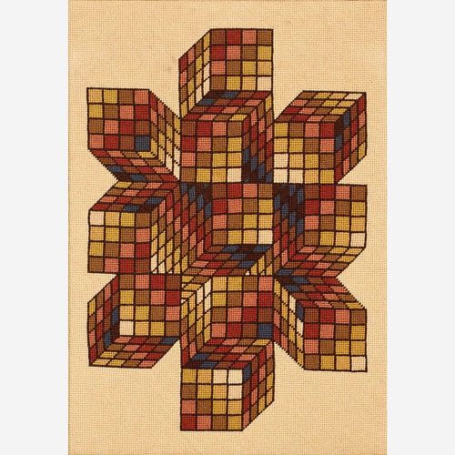 MID-CENTURY OP-ART CROSS-STITCHAn