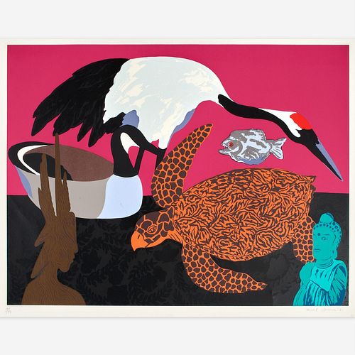 HUNT SLONEM "CRANE II" (1981 SERIGRAPH)Hunt