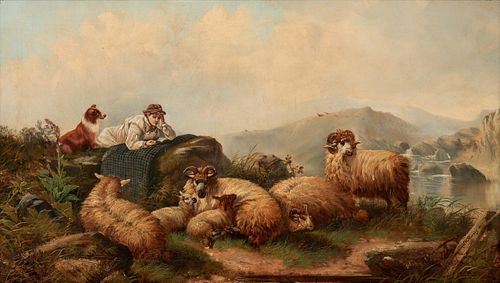 J.W. MORRIS "SHEPHERD WITH HIGHLAND