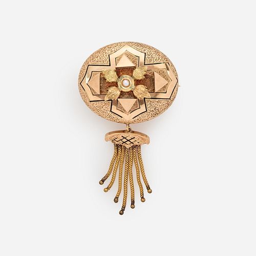 VICTORIAN OVAL BROOCH WITH TASSEL 3a9aca