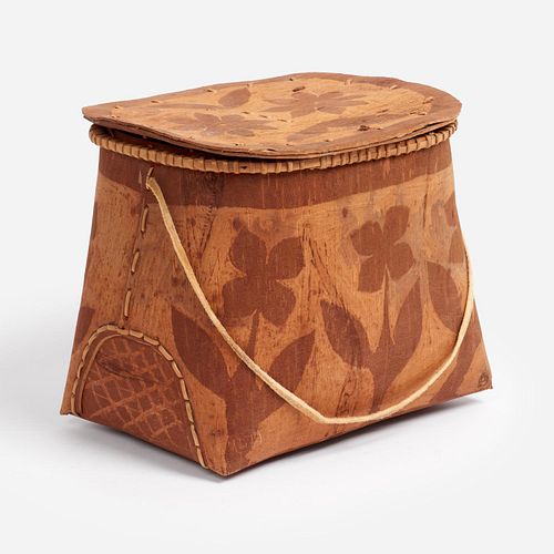 BIRCH BARK COVERED BASKET WITH