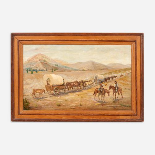 RUTH GUILKEY WAGON TRAIN (OIL ON BOARD)Condition

Good