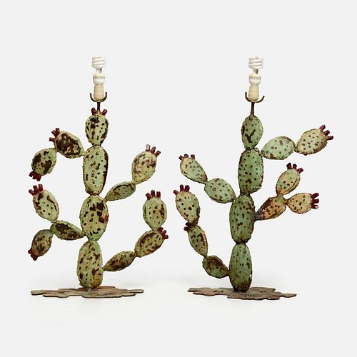 PAIR OF STEEL PRICKLY PEAR CACTUS