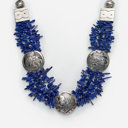 SIGNED LAPIS AND STERLING OVERLAY 3a9bc5