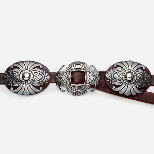 SIGNED STERLING LEATHER CONCHO