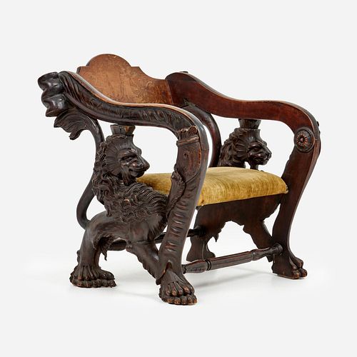 19TH C. FRENCH CARVED LION BISHOP'S