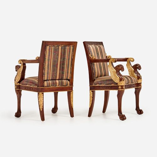 FRENCH EMPIRE STYLE ARMCHAIRS WITH