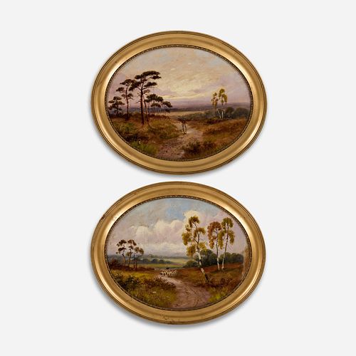 PAIR OF OVAL ENGLISH OIL LANDSCAPES,