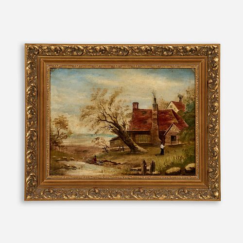 ANTIQUE ENGLISH SCHOOL OIL COUNTRYSIDE 3a9cca