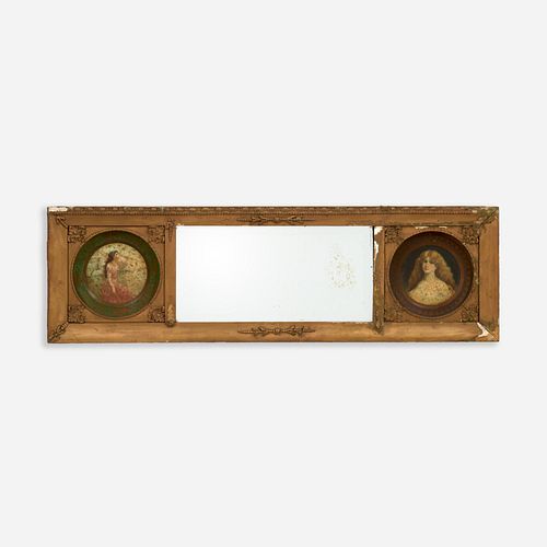 ANTIQUE BAR MIRROR WITH TIN PORTRAIT 3a9ccb