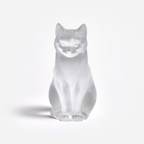 LALIQUE CHAT ASSIS FROSTED GLASS 3a9cdd