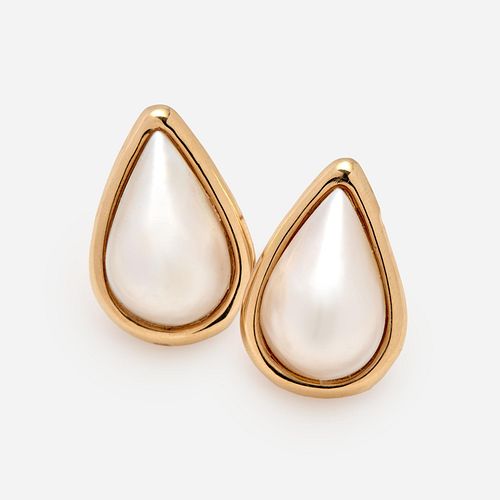 TEARDROP MABE PEARL LARGE EARRINGS