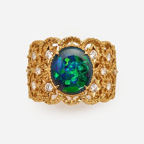 NIGHT SKY RING WITH BLACK OPAL