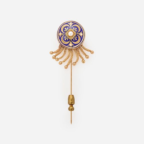 VICTORIAN ENAMEL TASSEL AND SEED PEARLS