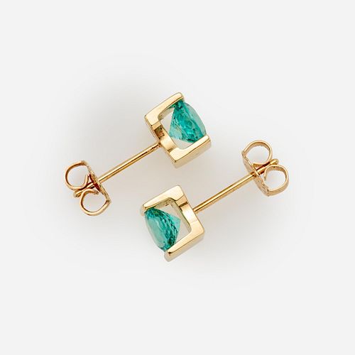 PARAIBA TOURMALINE BAR SET STUD 3a9df7