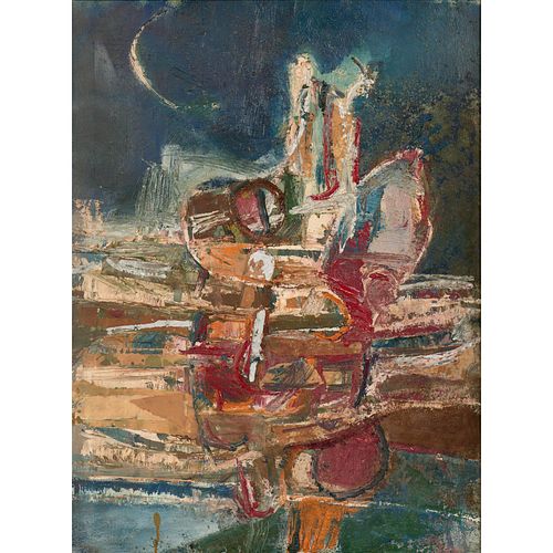 VINTAGE ABSTRACT OIL COLLAGE 3a9e7d