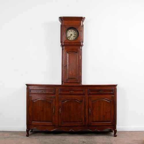 FRENCH OAK BUFFET A HORLOGE, 19TH