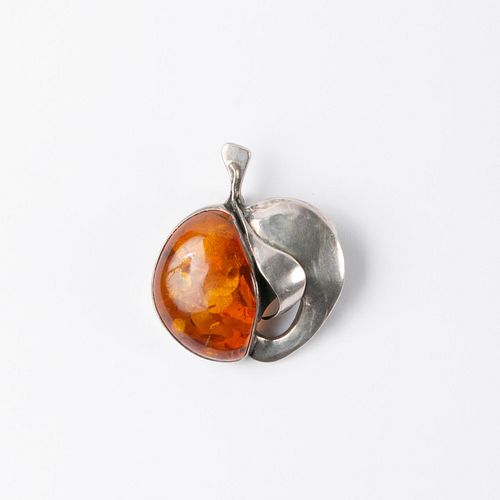 LARGE STERLING AMBER PEACH PENDANTA 3a9fab