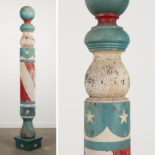 LARGE FOLK ART BARBER POLE, 19TH