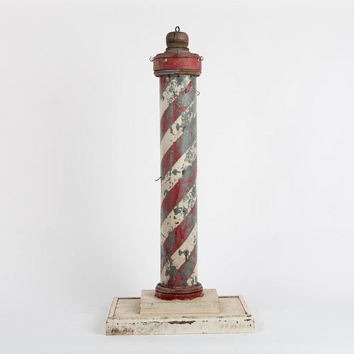 FOLK ART BARBER'S POLE, EARLY 20TH