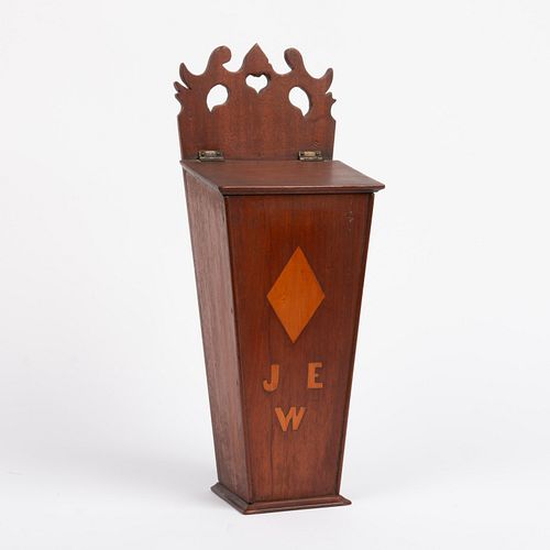 EARLY 19TH C. CANDLE BOX WITH INITIALS